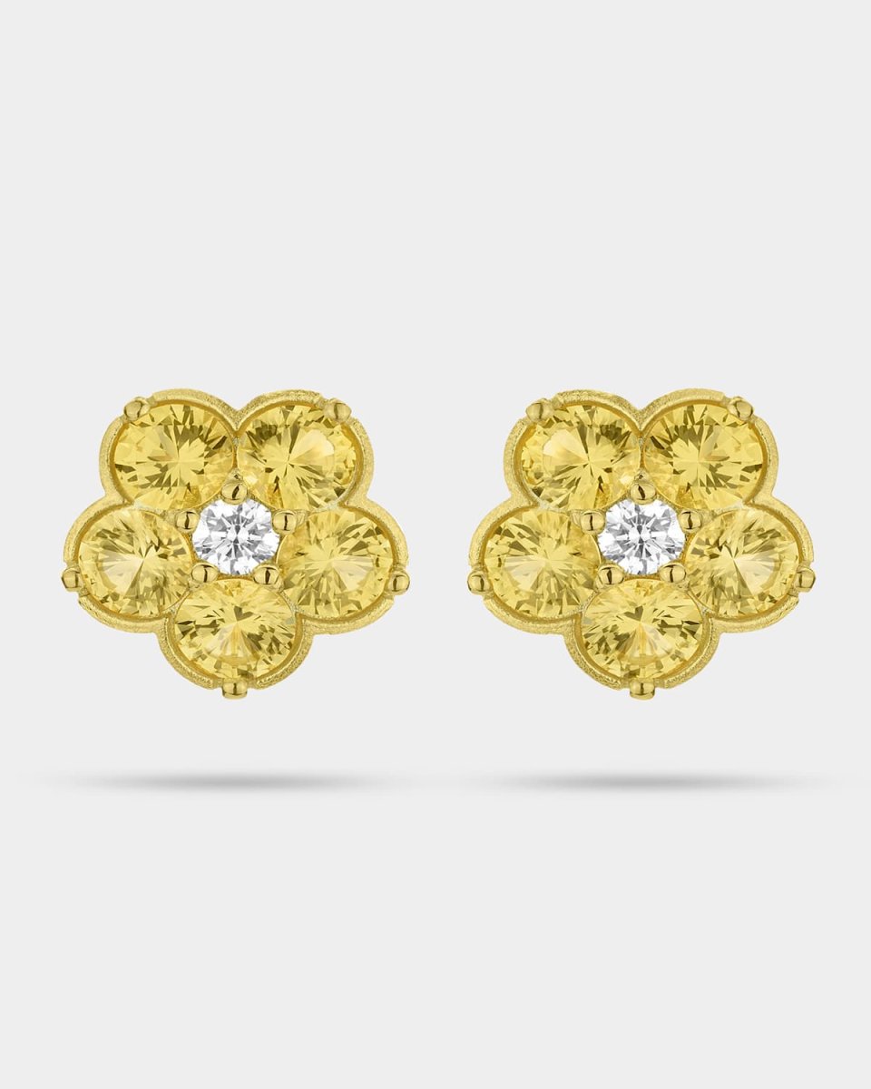 12mm Wild Child Stud Earrings with Diamonds and Yellow Sapphires